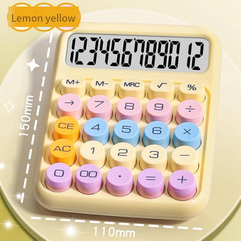 Mechanical Calculator Large LCD Display Big Round Button Cute Candy Color For Office School - Image 4